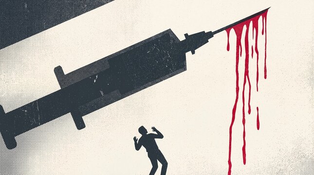 Abstract Grainy Art Representing Hemophobia and the Fear of Blood