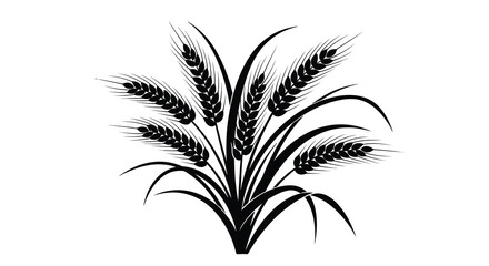 A striking black and white illustration depicts several stalks of wheat their golden grains gracefully bending and swaying together © Niloy MotionArts 3D7