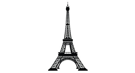A striking silhouette of the eiffel tower a renowned french landmark stands boldly against a stark white background © Niloy MotionArts 3D7