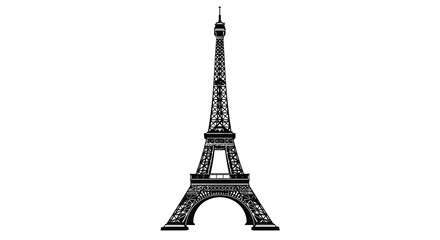 A striking black and white illustration depicts the iconic eiffel tower showcasing its intricate lattice structure against a plain background © Niloy MotionArts 3D7