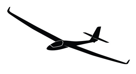 A striking black silhouette depicts a glider soaring through the air showcasing its elegant wingspan and aerodynamic design © Niloy MotionArts 3D7
