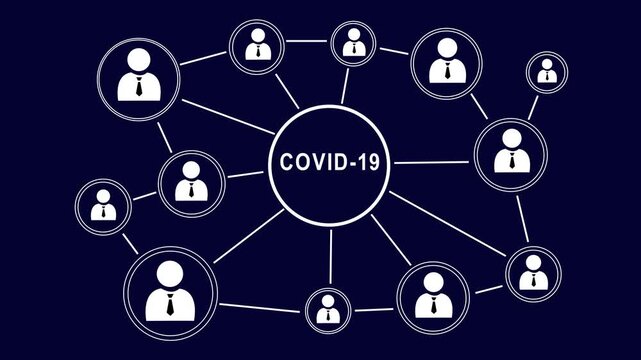 Doctor pushing button with covid-19 virus text, black blackground coronavirus treatment in virtual healthcare network on virtual panel 4k vide0...