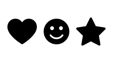 Fototapeta premium Minimalist Black Silhouette Icons Heart, Smile, Star