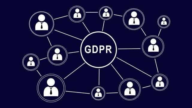 Businessman push gdpr network web icon black blackground 4k video...