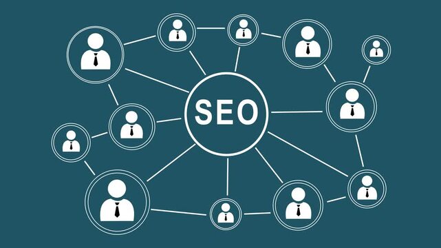 Businessman push info network web icon black blackground 4k video...