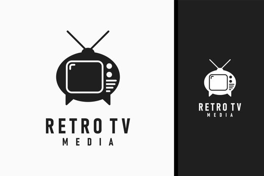 Retro tv logo symbol icon design