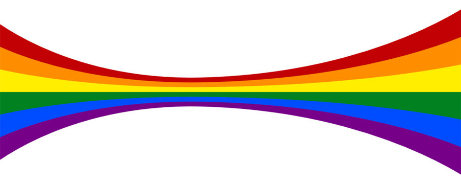 Pride Month banner with LGBT Flag Wave isolated on transparent background. Rainbow or Pride Flag. Pride Rainbow Flag Wave Design Element. Vector Illustration