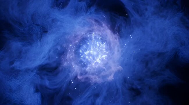 Captivating Whirlpool Nebula in Deep Space with Sparkling Star Formation in Center