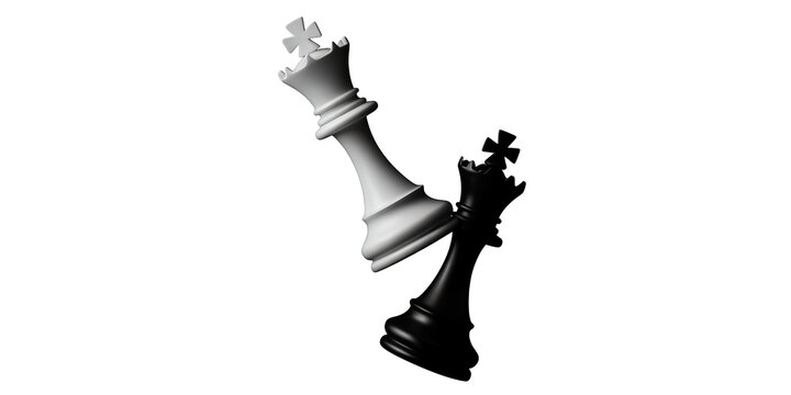 White and black chess pieces king isolated on a transparent background
