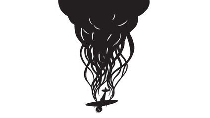 Airplane silhouette engulfed by black tentacles emerging from a dark cloud, representing a surreal and terrifying aerial encounter.