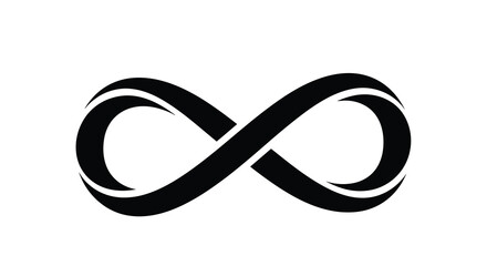 A striking black and white depiction of the infinity symbol showcasing its continuous looping form with white outlines © Bsicon02