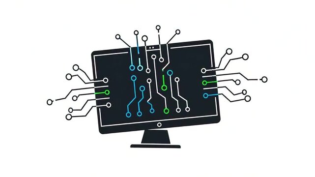 Circuit board on computer screen with wires.