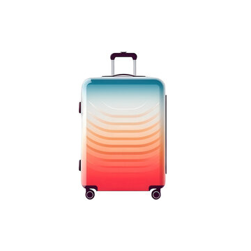 Une valise rigide &agrave; roulettes avec un design d&eacute;grad&eacute; color&eacute;, parfaite pour illustrer les concepts de voyage, de vacances et de d&eacute;part &agrave; l'aventure.