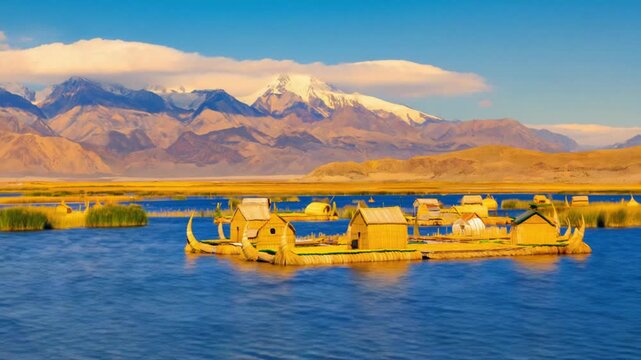 titicaca lake floating uros islands peru