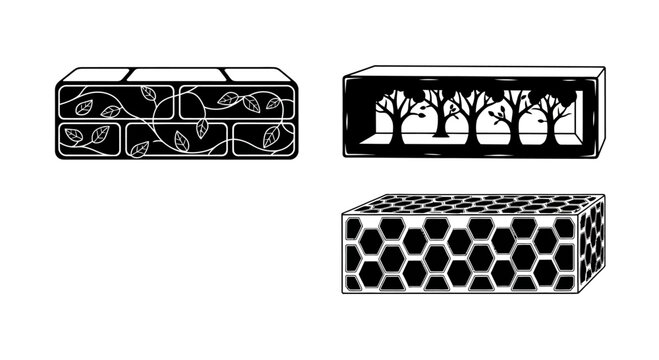 Decorative Brick Designs: Leaves, Trees, Honeycomb Patterns