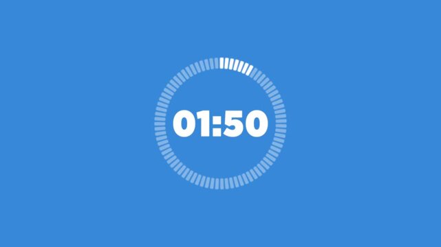 2 minutes countdown timer animation with transparent background, two minute timer animation with alpha channel.