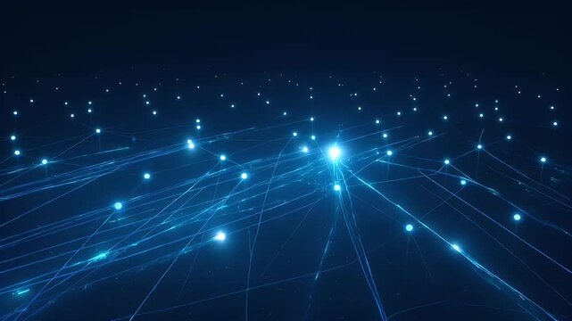 Futuristic network connection structure with glowing nodes and lines, symbolizing data flow