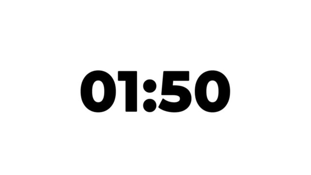 2 minute countdown. Timer with numbers animation. 2 minutes to 0 second animation.