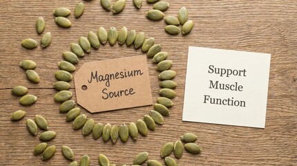 Naklejka premium Flat-lay Pumpkin Seeds Magnesium Source 2K