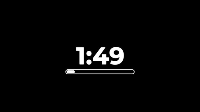 2 minutes progress countdown, two minute timer countdown animation, animation on two minutes progress countdown on a transparent background.