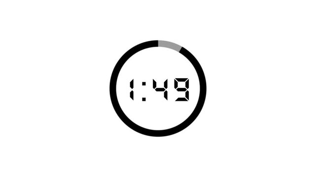 2 minutes countdown, 2 minute timer countdown animation, suitable for concepts animation on 2 minutes countdown on black background. Circle 120 seconds countdown timer animation with alpha channels
