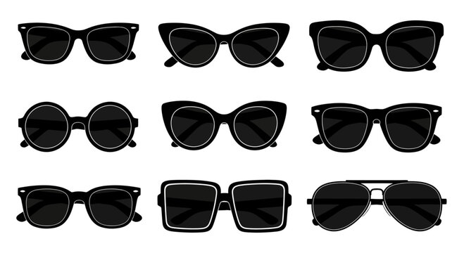 Collection of Black Sunglasses Assortment, Fashion Eyewear Styles