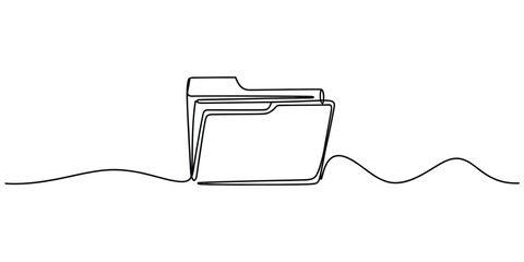 Obraz premium A single continuous line drawing of an office document folder used for organizing paper records