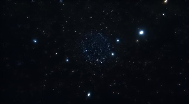 Night sky displaying a swirling pattern of stars within a dark expanse