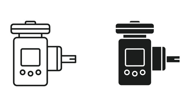 Breathalyzer Device Icon Line Art and Silhouette Comparison, DUI Checkpoint Equipment