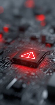 Circuit board with illuminated warning symbol indicating system error