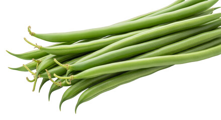 Fototapeta premium A bunch of fresh green beans on a black background