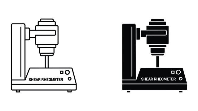 Shear Rheometer Lab Equipment Icon - Black and White Vector Illustration