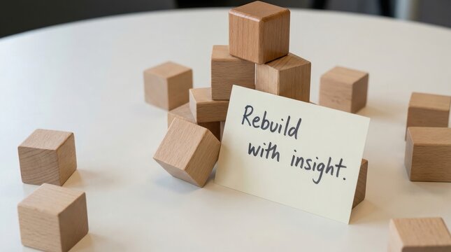 Wooden Blocks With 'Rebuild with Insight' Message