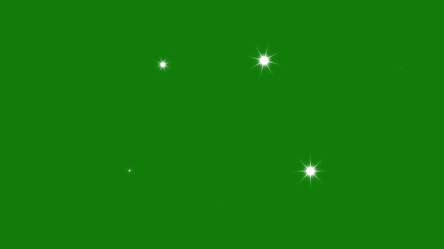 Twinkling cartoon stars and glitter FX, twinkle star glitter sparkle, comic manga flashes, flat smoke bursts, and sparkle pop-up animations, and cartoon shine effects on green screen 4k video