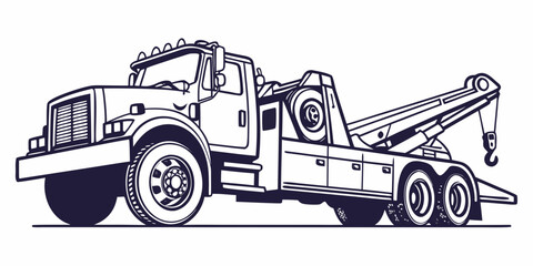 A vintage tow truck illustration showcasing its robust design and essential features © Mamun