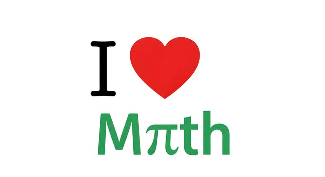 A colorful graphic design with a heart and math symbols on transparent background