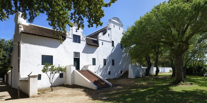 Groot Constantia Wine Estate historic building in Dutch architectural style, Cape Town, South Africa