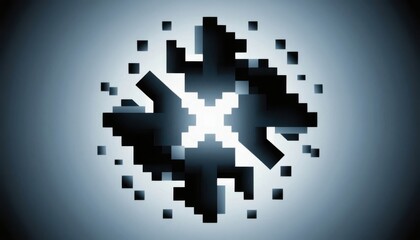 Fototapeta premium Abstract geometric puzzle piece design with glowing light effect on dark gradient background