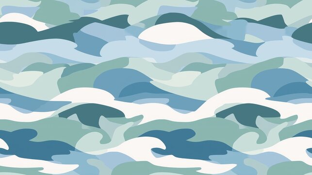 Abstract wave pattern background creating liquid texture. Abstract wave pattern combining shades of blue, green, and white for fashion or decor
