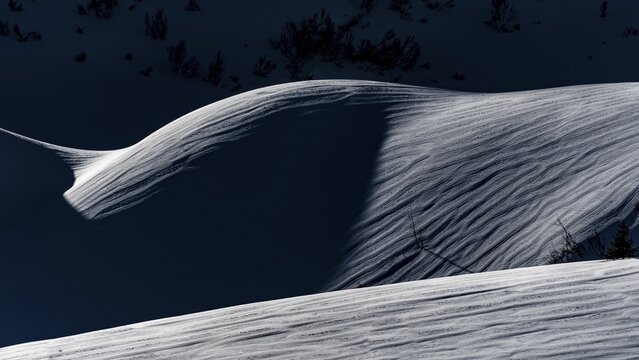 Snow surface with structures, Scharzwassertal, Ritzlern, Kleinwalsertal, Vorarlberg, Austria
