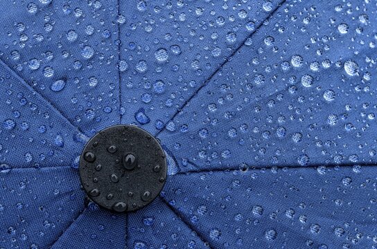 Blue umbrella with raindrops, Reutte, Au&szlig;erfern, Tyrol, Austria
