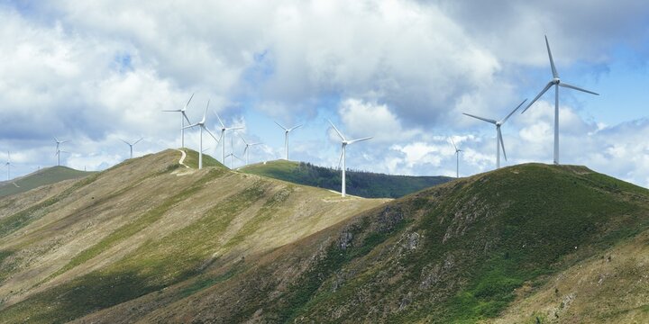 Wind turbines on a ridge, Serra da Estrela, Portugal
