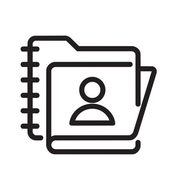 Contact address book folder outline icon for networking and user information