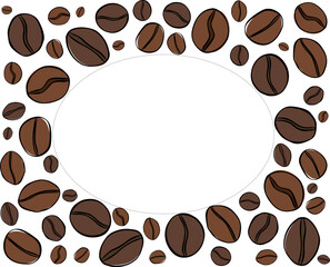 Obraz premium coffee beans frame template illustration Frame template Oval rectangle Cafe hand drawn illustration. Vector graphic line ink art. For logo, web, package, sticker.