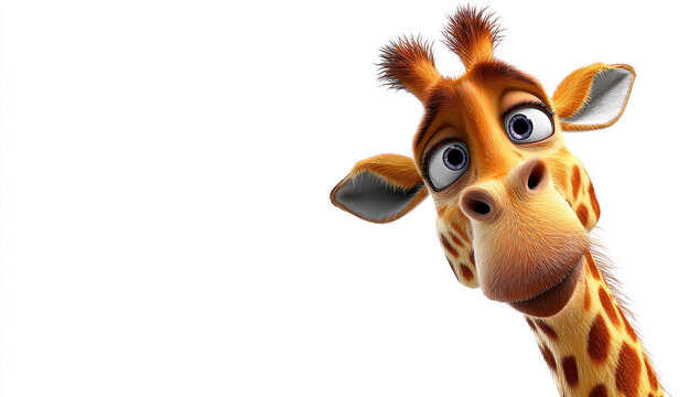 Melman the giraffe, a well-known animated character, looking surprised with wide eyes and a slightly anxious expression