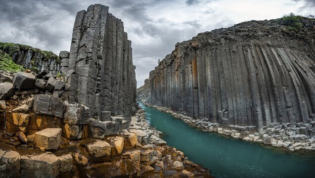 Stu&eth;lagil Canyon, basalt columns, Egilsstadir, Iceland