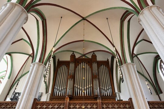 Historic organ of the renovated Saint Nicholas Church, Nikolai district, Berlin, Germany