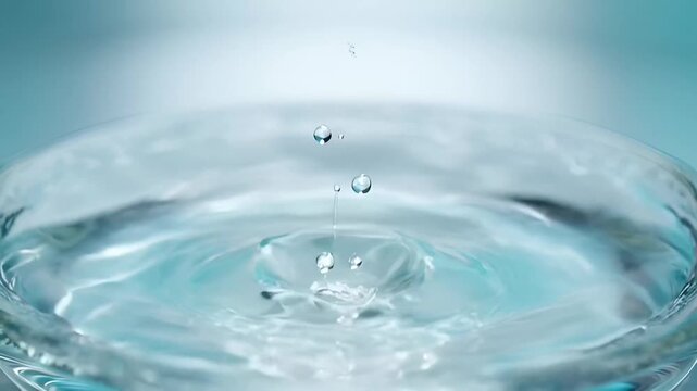 High speed macro shot of water droplet splashing in slow motion
