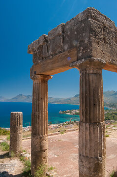 Solunto, Sicily:  columns and ruins of the Gymnasium in this famous old phoenician town near Palermo