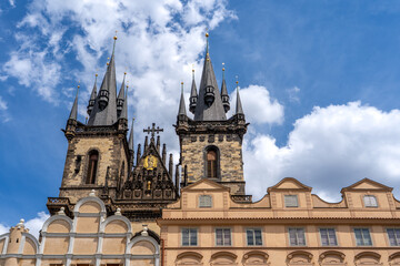 Fototapeta premium View of Tyn Church on Old Town Square in Prague Old Town